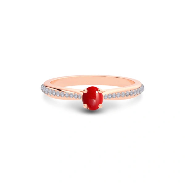 Red Coral Rose Gold Ring R25