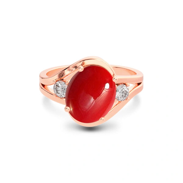 Red Coral Rose Gold Ring R26