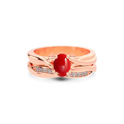Red Coral Rose Gold Ring R27