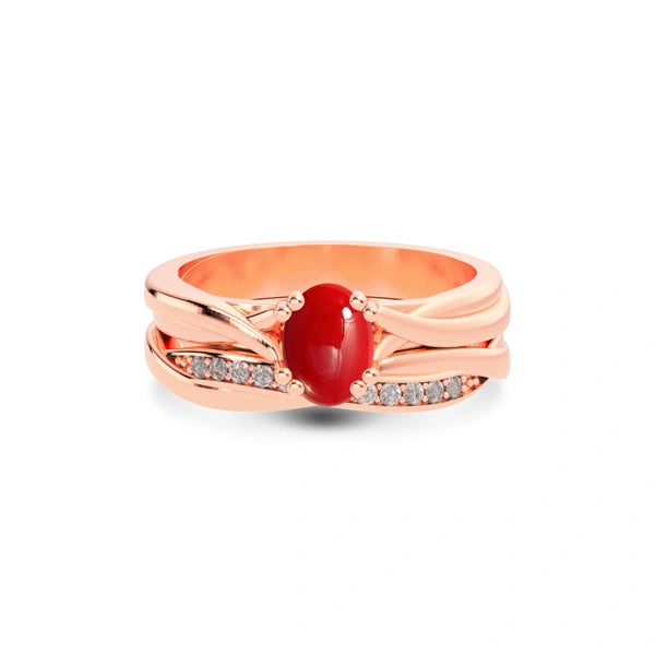 Red Coral Rose Gold Ring R27