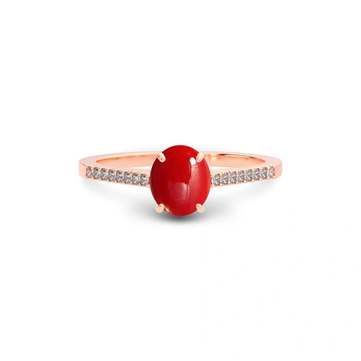 Red Coral Rose Gold Ring R28