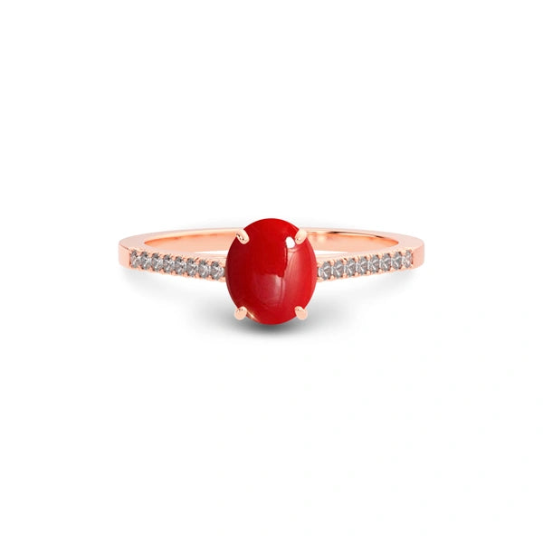 Red Coral Rose Gold Ring R28
