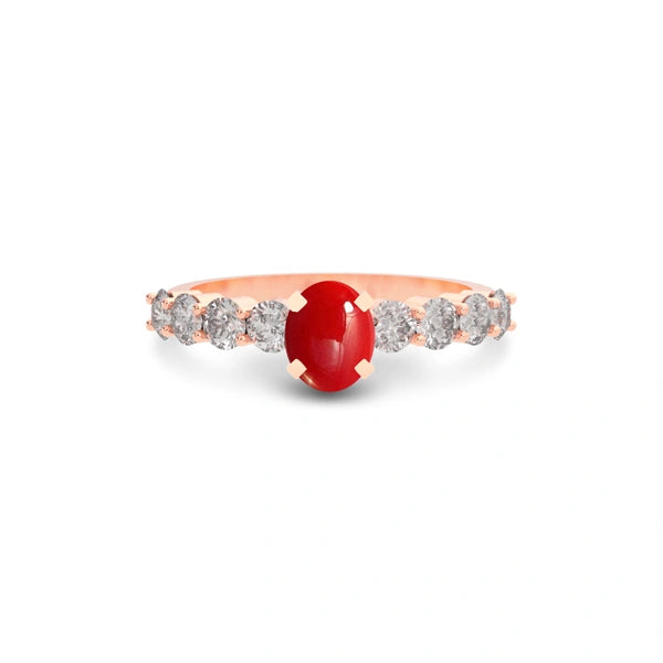 Red Coral Rose Gold Ring R29