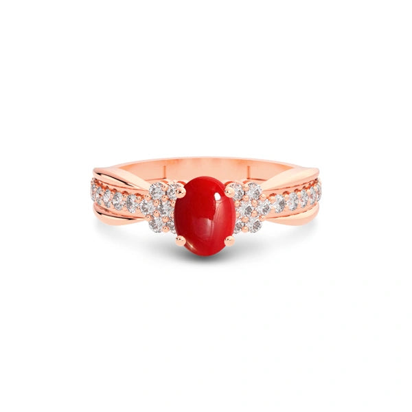 Red Coral Rose Gold Ring R31