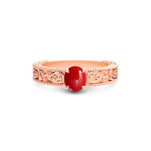 Red Coral Rose Gold Ring R33