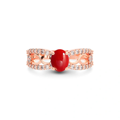 Red Coral Rose Gold Ring R34