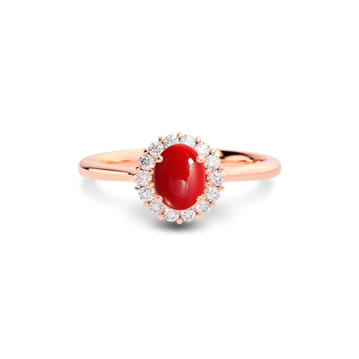 Red Coral Rose Gold Ring R35