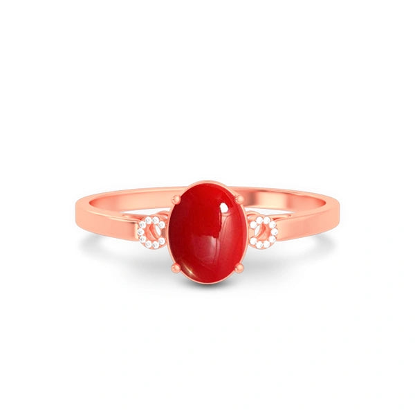 Red Coral Rose Gold Ring R38