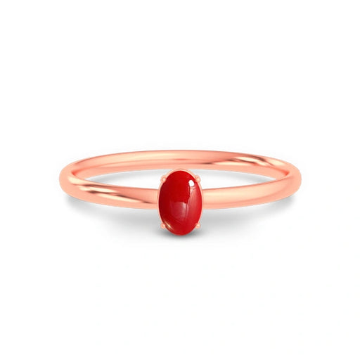 Red Coral Rose Gold Ring R39
