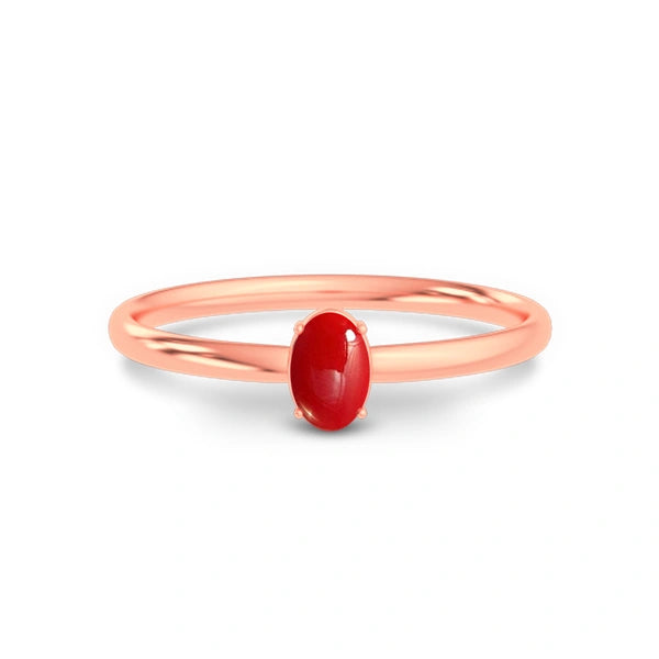 Red Coral Rose Gold Ring R39