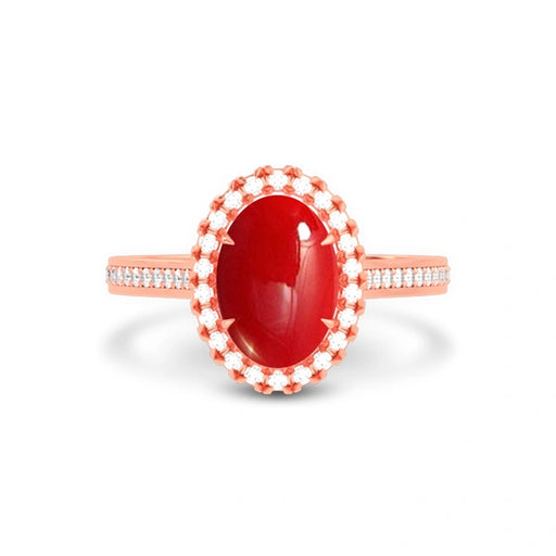 Red Coral Rose Gold Ring R40