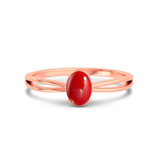 Red Coral Rose Gold Ring R43