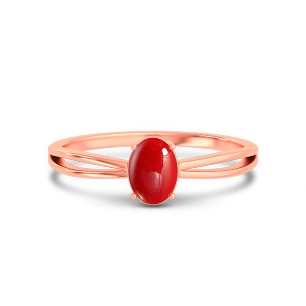 Red Coral Rose Gold Ring R43