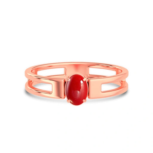 Red Coral Rose Gold Ring R45