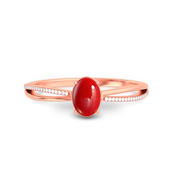 Red Coral Rose Gold Ring R47