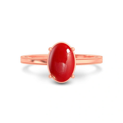 Red Coral Rose Gold Ring R48