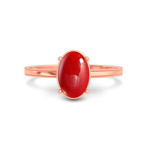 Red Coral Rose Gold Ring R48