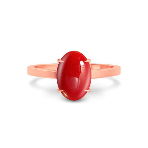 Red Coral Rose Gold Ring R49