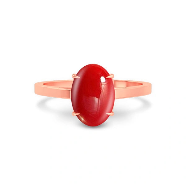 Red Coral Rose Gold Ring R49
