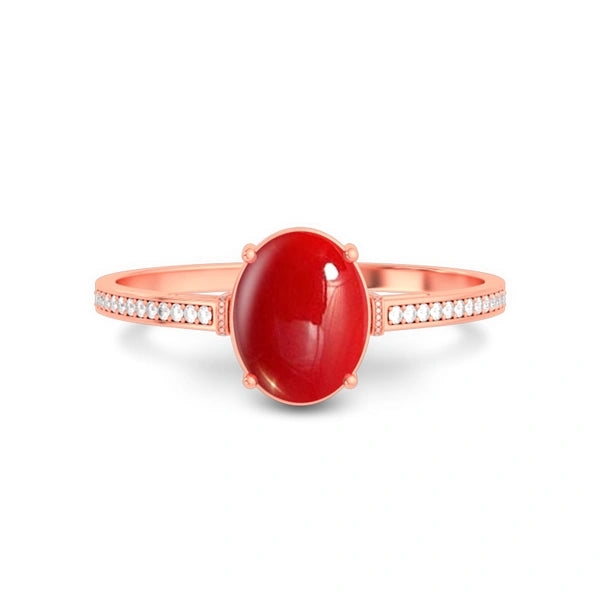 Red Coral Rose Gold Ring R50