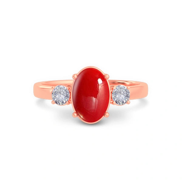 Red Coral Rose Gold Ring R51