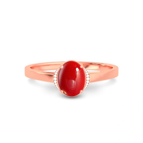 Red Coral Rose Gold Ring R54
