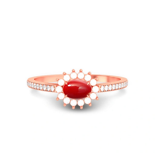 Red Coral Rose Gold Ring R55