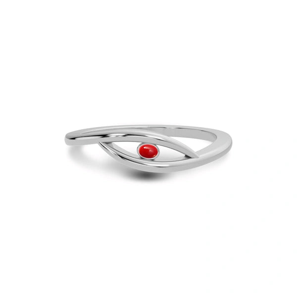 Red Coral Sterling Silver Ring R9