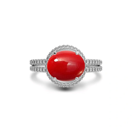 Red Coral Sterling Silver Ring R11