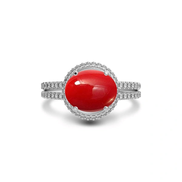 Red Coral Sterling Silver Ring R11