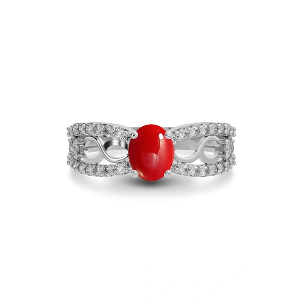 Red Coral Sterling Silver Ring R34