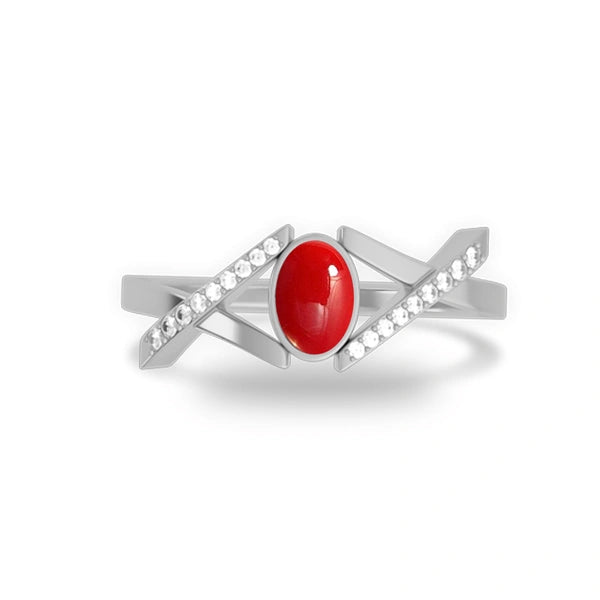 Red Coral Sterling Silver Ring R36