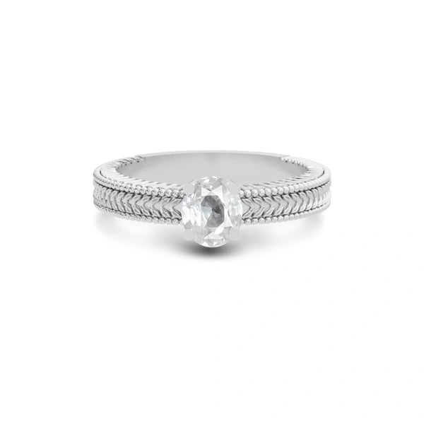 White Sapphire Platinum Ring R3