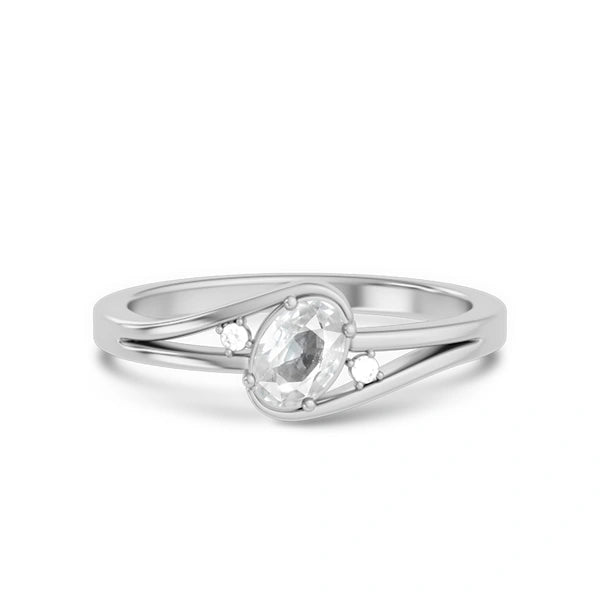 White Sapphire Platinum Ring R44