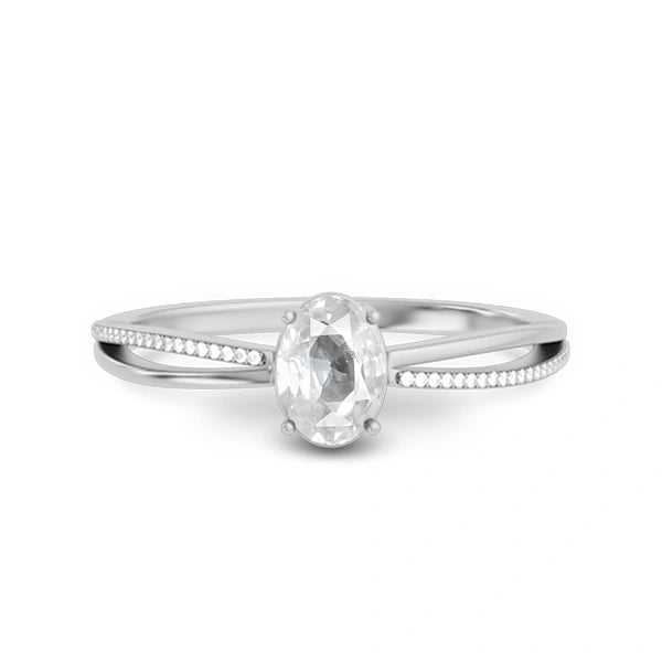 White Sapphire Platinum Ring R47