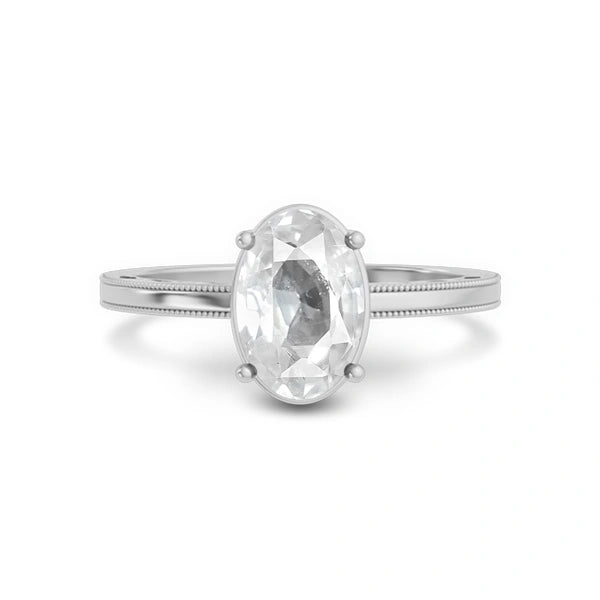 White Sapphire Platinum Ring R48