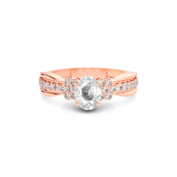 White Sapphire Rose Gold Ring R31