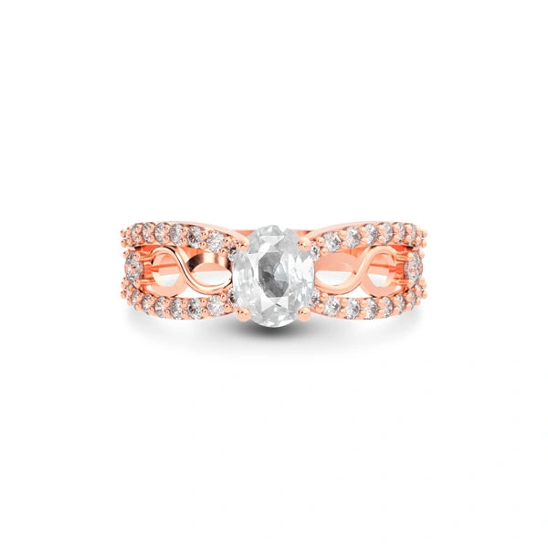 White Sapphire Rose Gold Ring R34
