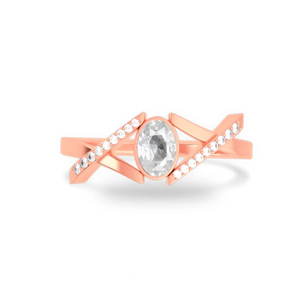 White Sapphire Rose Gold Ring R36