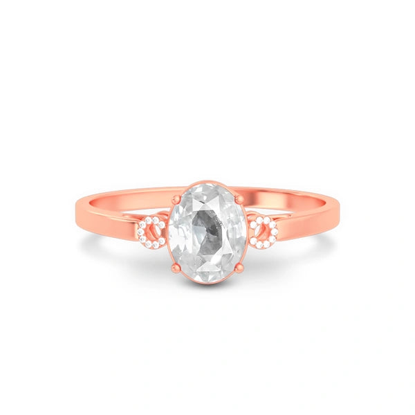 White Sapphire Rose Gold Ring R38