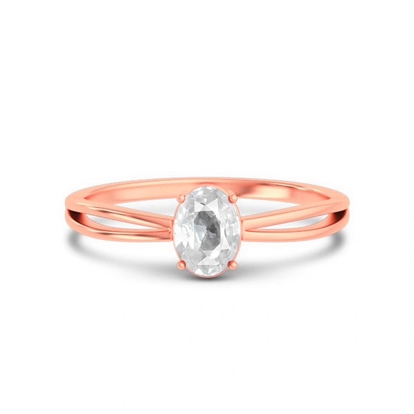 White Sapphire Rose Gold Ring R43