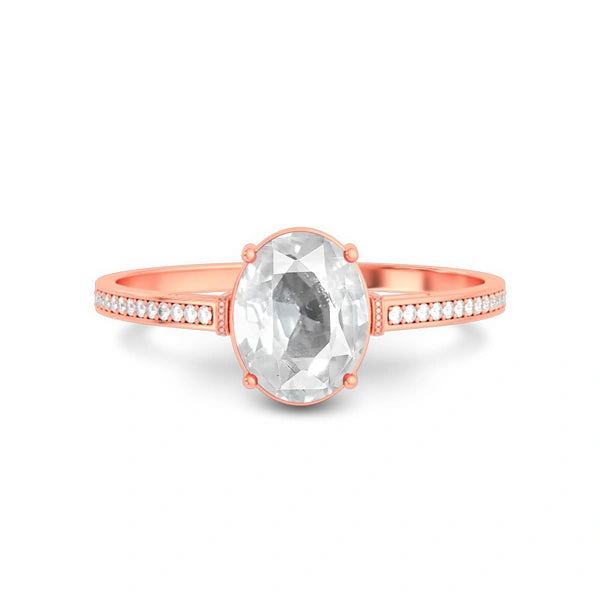 White Sapphire Rose Gold Ring R50