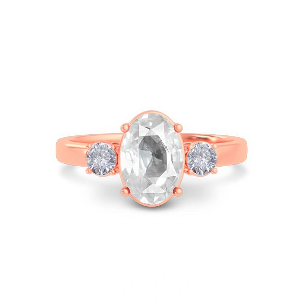 White Sapphire Rose Gold Ring R51