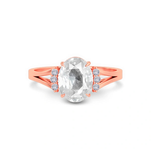 White Sapphire Rose Gold Ring R52