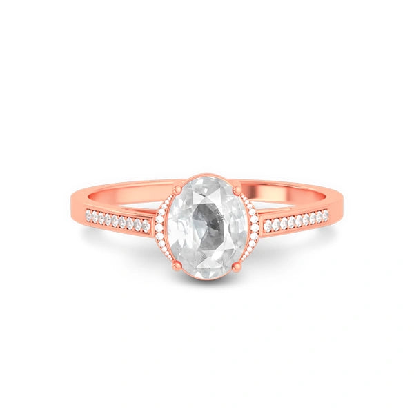 White Sapphire Rose Gold Ring R53