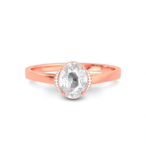 White Sapphire Rose Gold Ring R54