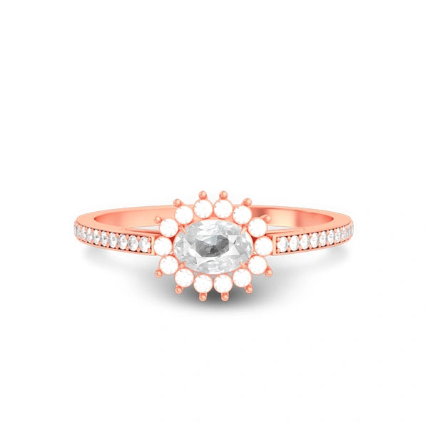 White Sapphire Rose Gold Ring R55