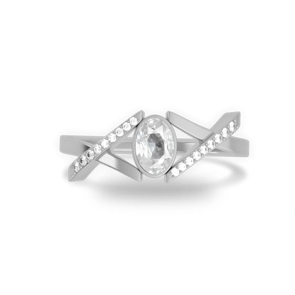 White Sapphire Sterling Silver Ring R36