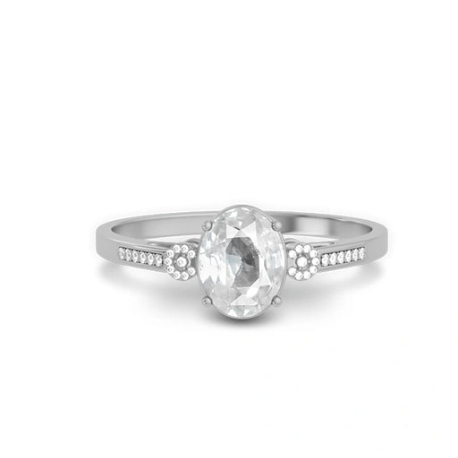 White Sapphire Sterling Silver Ring R37