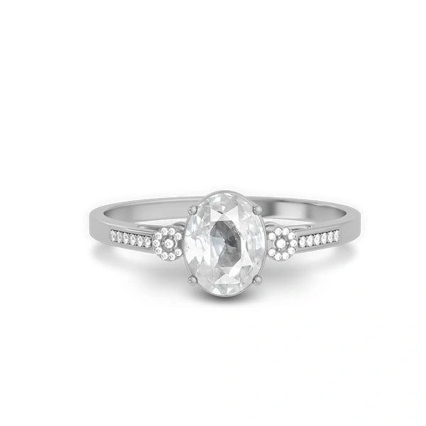 White Sapphire Sterling Silver Ring R37